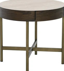 Novum Satsbord 90/55 cm Rund Brun / Bronz / Keramisk Travertin