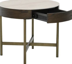 Novum Satsbord 90/55 cm Rund Brun / Bronz / Keramisk Travertin