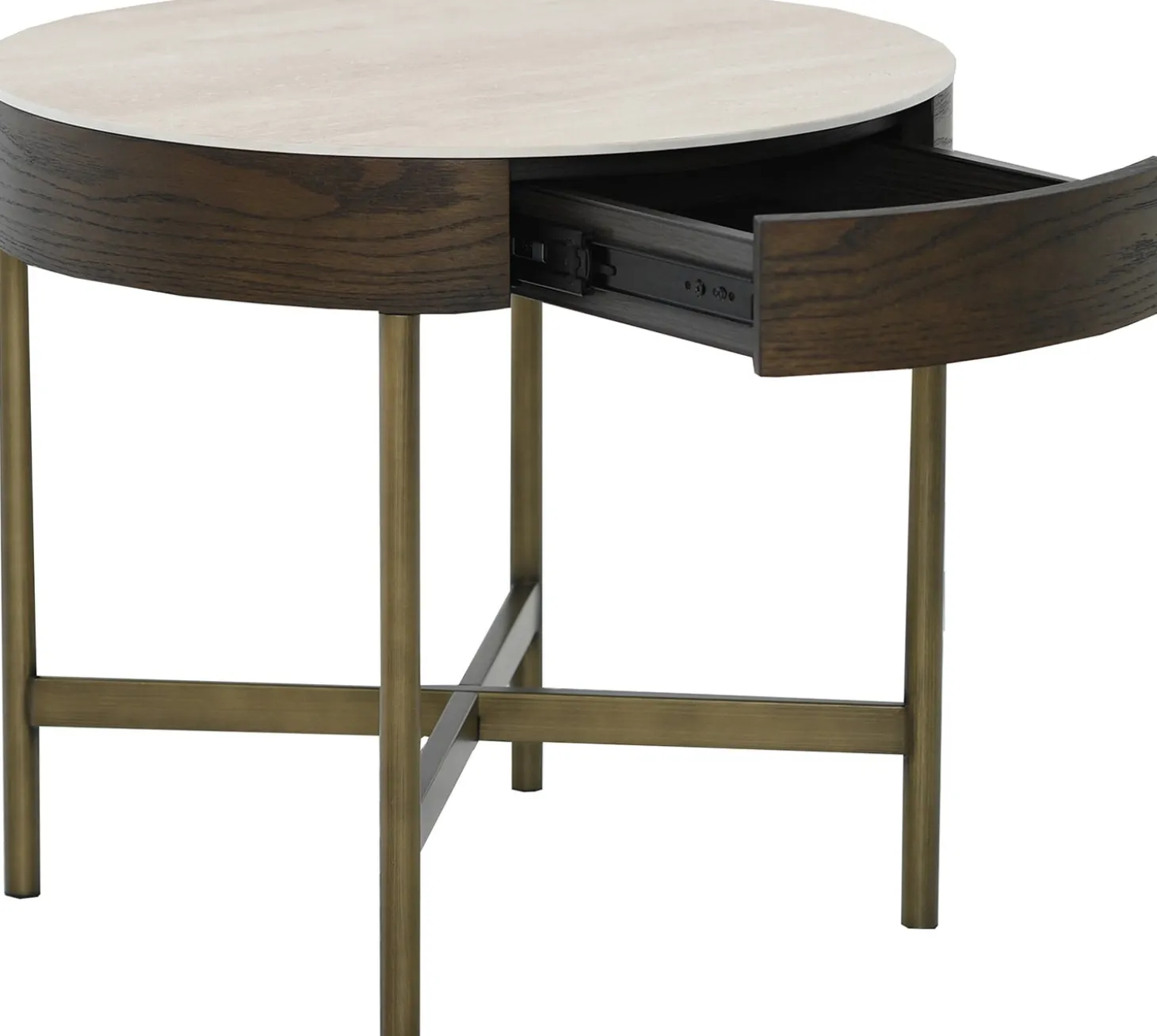 Novum Satsbord 90/55 cm Rund Brun / Bronz / Keramisk Travertin