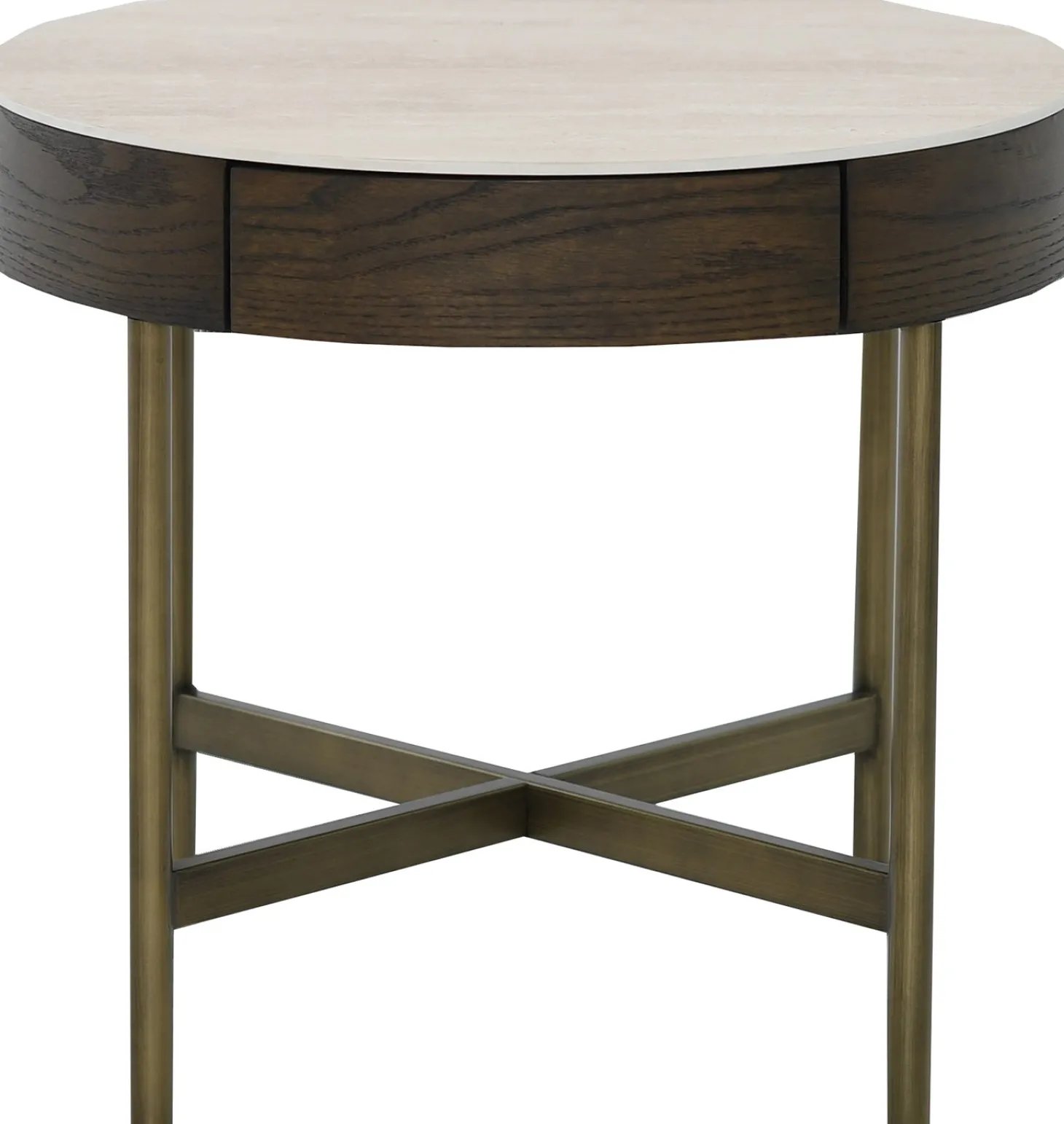 Novum Satsbord 90/55 cm Rund Brun / Bronz / Keramisk Travertin