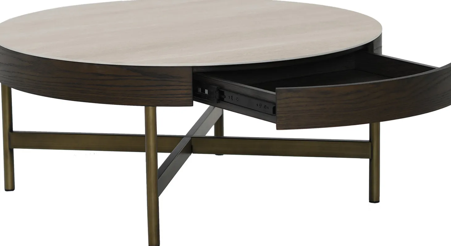 Novum Satsbord 90/55 cm Rund Brun / Bronz / Keramisk Travertin