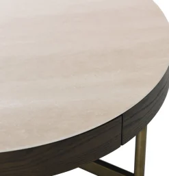 Novum Sidobord 55 cm Rund Brun / Bronz / Keramisk Travertin