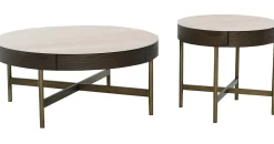 Novum Soffbord 90 cm Rund Brun / Bronz / Keramisk Travertin