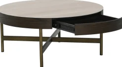 Novum Soffbord 90 cm Rund Brun / Bronz / Keramisk Travertin