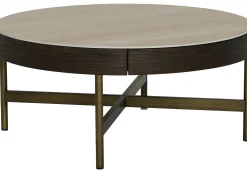 Novum Soffbord 90 cm Rund Brun / Bronz / Keramisk Travertin