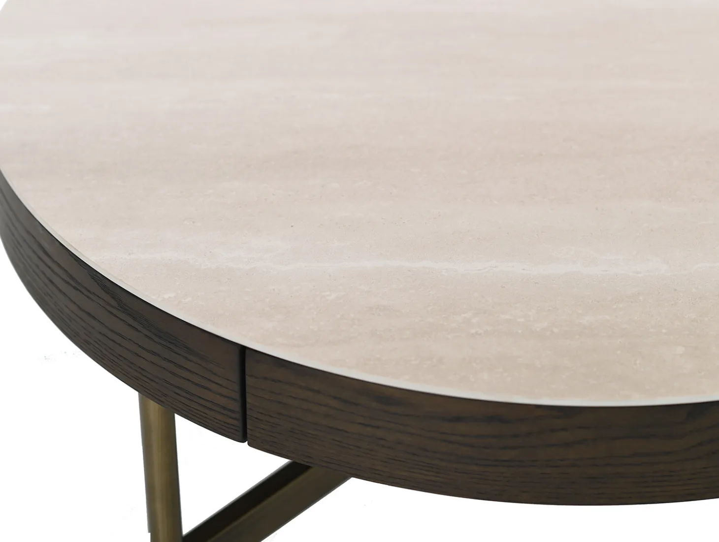 Novum Soffbord 90 cm Rund Brun / Bronz / Keramisk Travertin