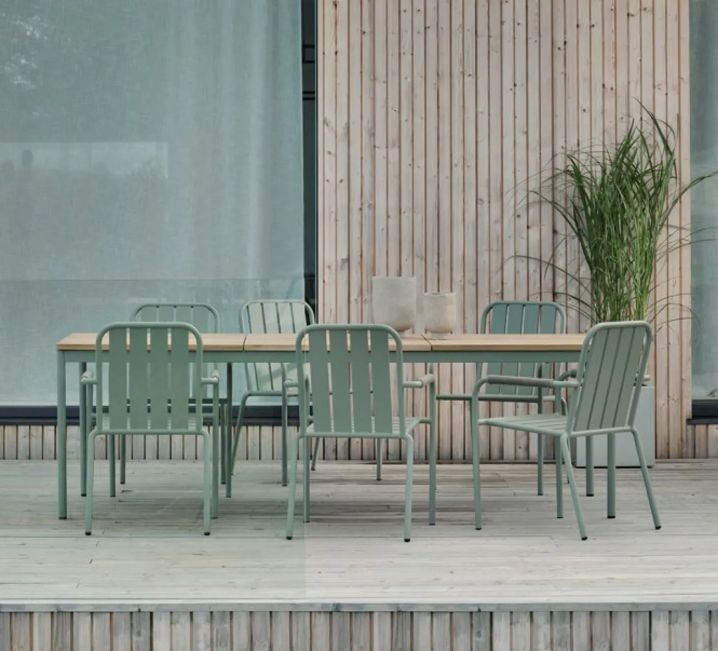 Nox Matgrupp 240x90 cm ink 6st Innes Karmstolar Dusty Green
