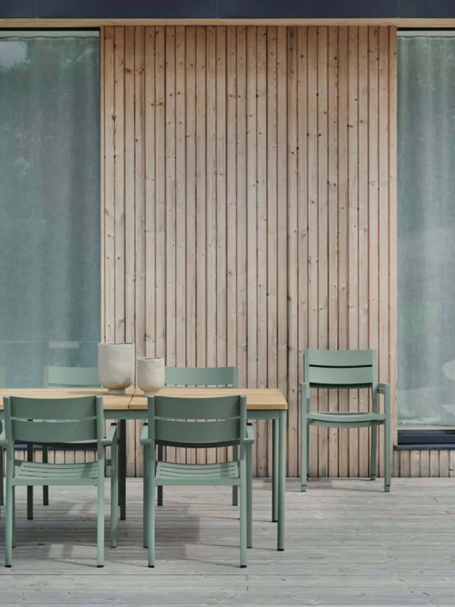 Nox Matgrupp 240x90 cm ink 6st Innes Karmstolar Dusty Green