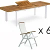 Nydala Matgrupp Vit/Teak - Bord 96x200-280 ink 6st Pos.