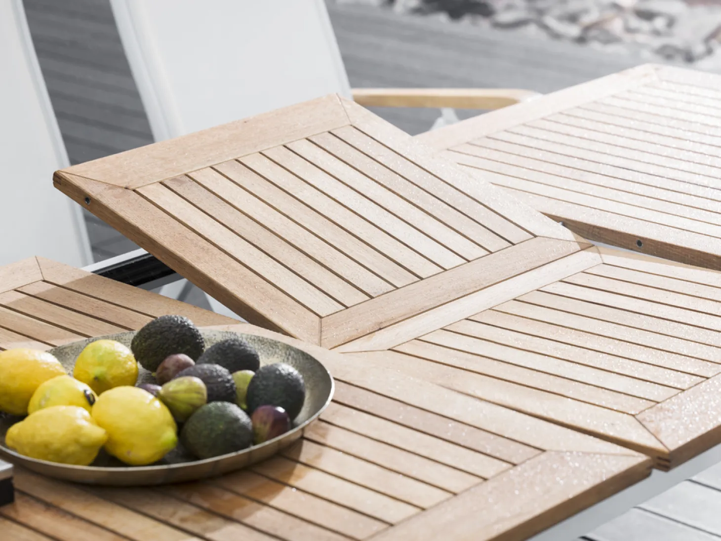 Nydala Matgrupp Vit/Teak - Bord 96x200-280 ink 6st Pos.
