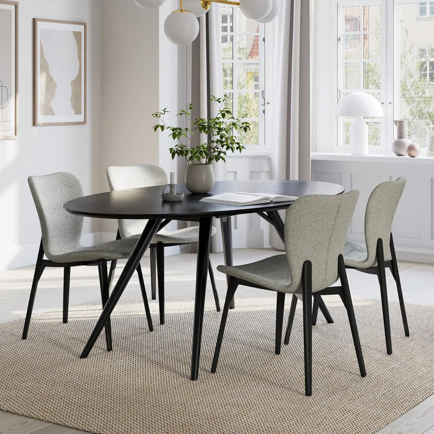 Paragon Stol Pebble Grey Bouclé, Black Ash