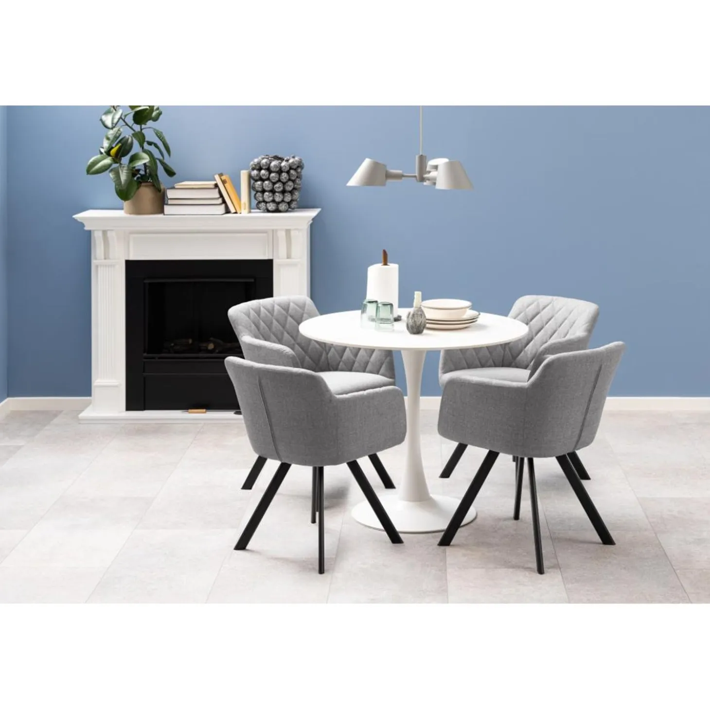 Rennes Matbord Rund 90 cm Vit Unico