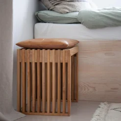 Rib Set Pall Teak, Ljusbrun Sittdyna