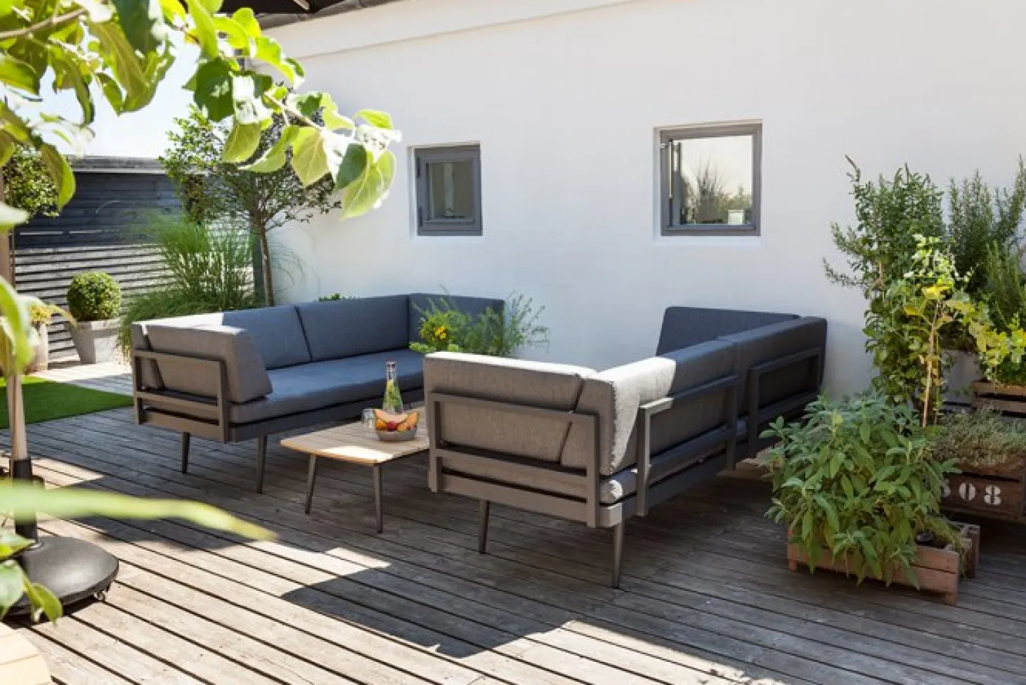 Rio Antracit/Teak Loungebord 60x120 cm