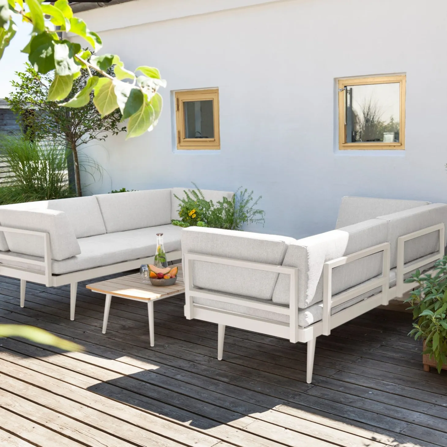 Rio 4 personer Loungesoffa Sand dynor/Sandy Grey Aluminium