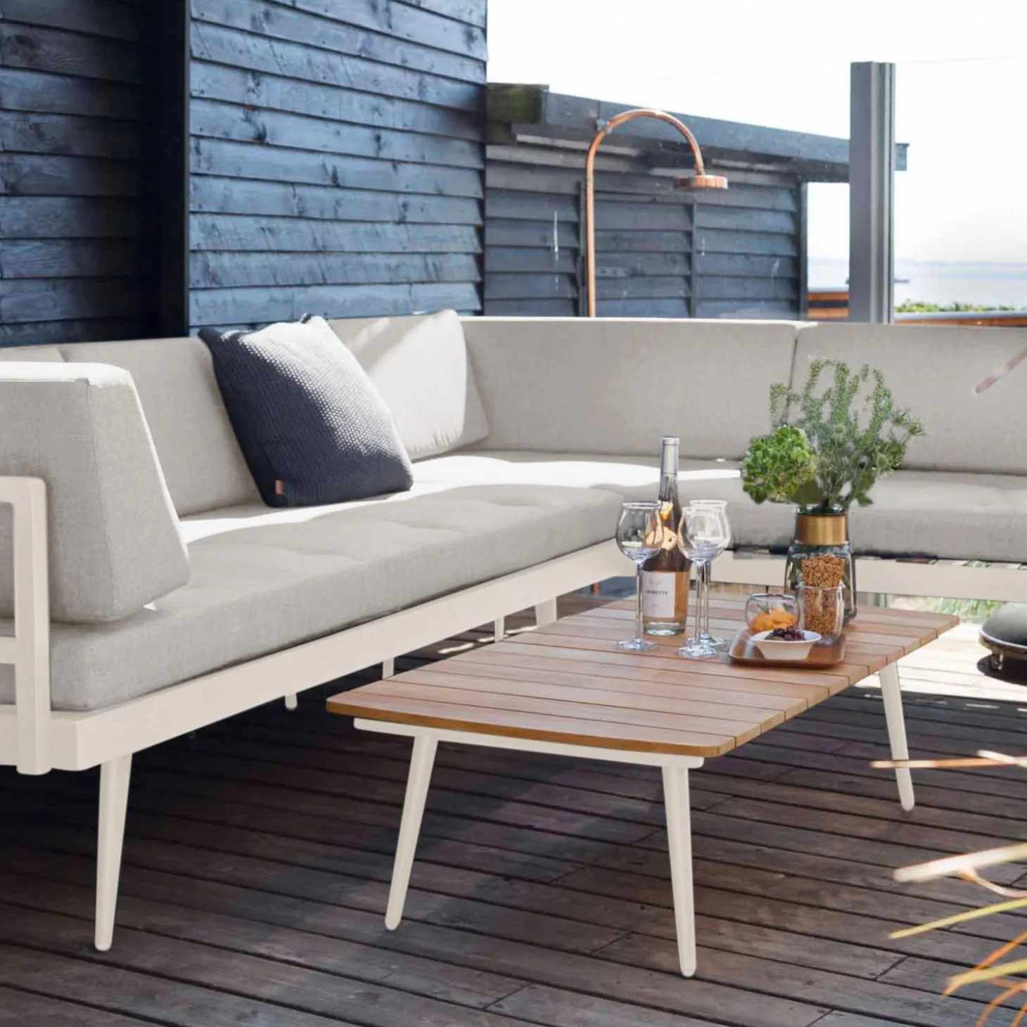 Rio 4 personer Loungesoffa Sand dynor/Sandy Grey Aluminium