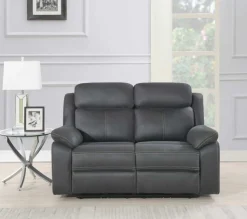 Teddy 2-Sits Reclinersoffa Grått Microfibertyg