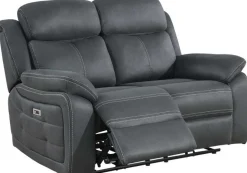 Teddy 2-Sits Reclinersoffa Grått Microfibertyg