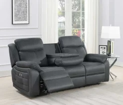 Teddy 3-Sits Reclinersoffa Grått Microfibertyg