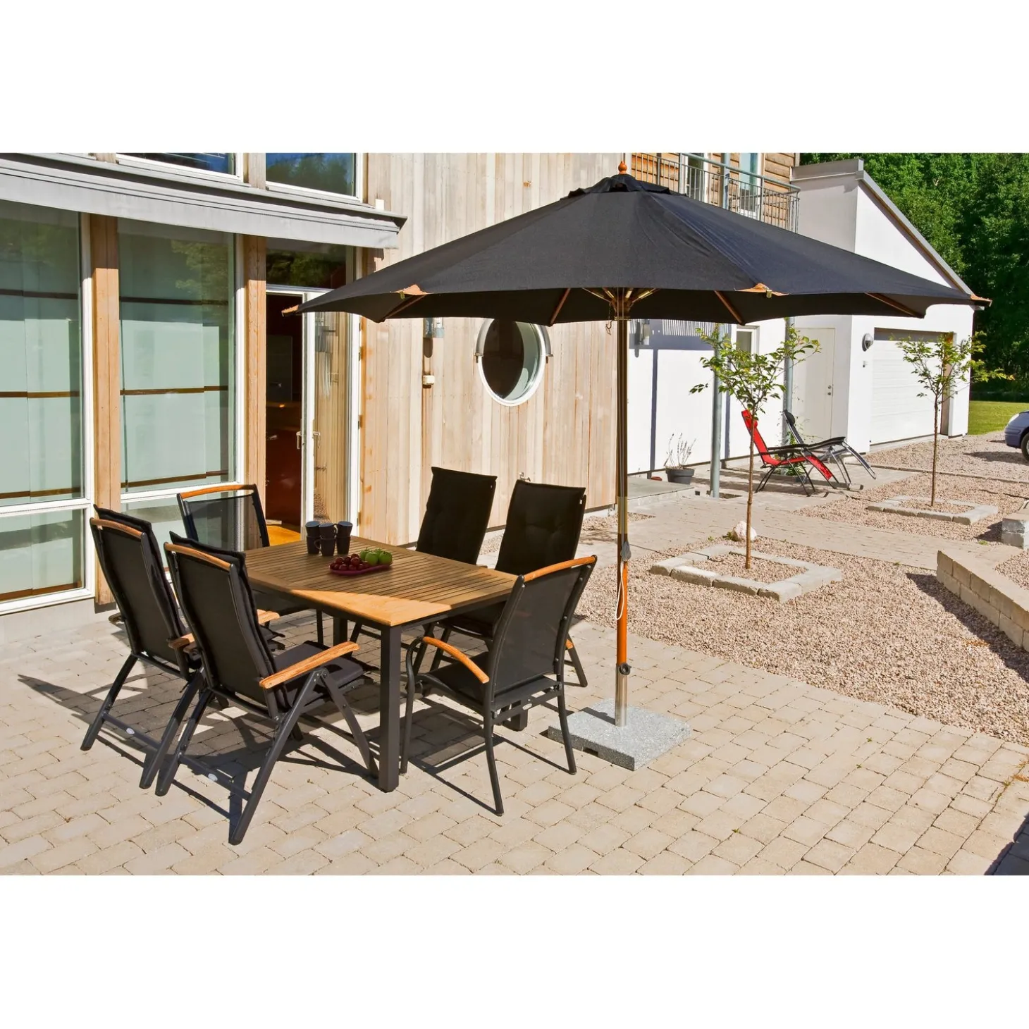 Träparasoll 335 cm Svart