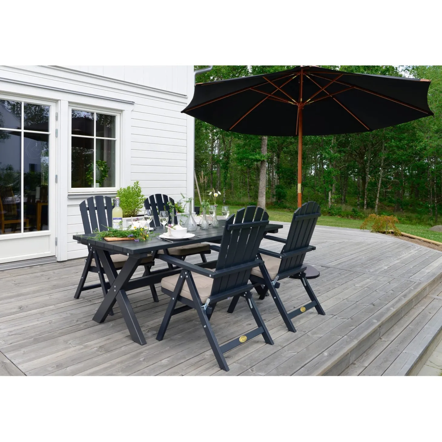 Träparasoll 335 cm Svart