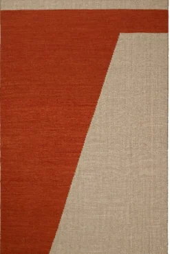 Una Spårbar Ullmatta Rust/Beige/Off White