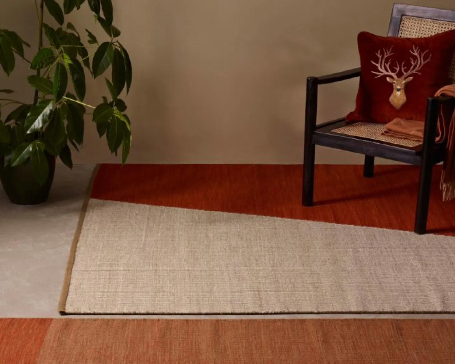 Una Spårbar Ullmatta Rust/Beige/Off White 180x270 cm