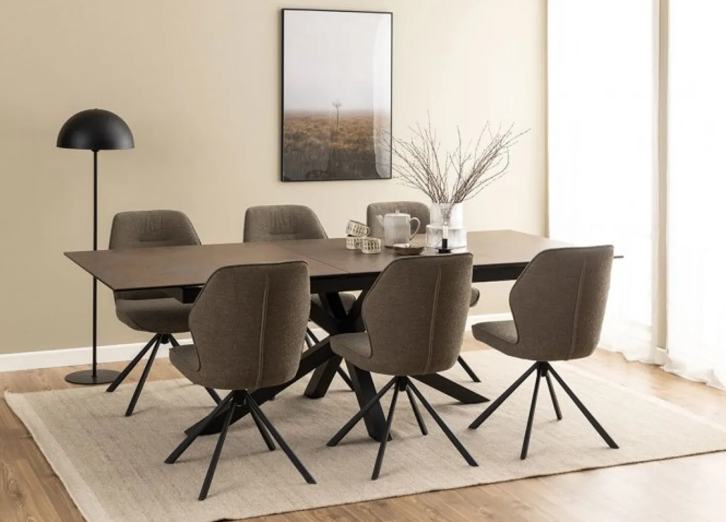 Verdun Matbord 100x200/240 cm Brun Keramik