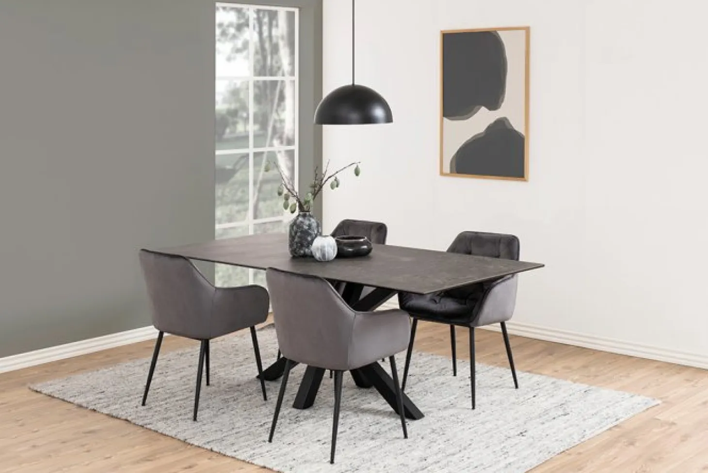 Verdun Matbord 100x200 cm Svart Keramik