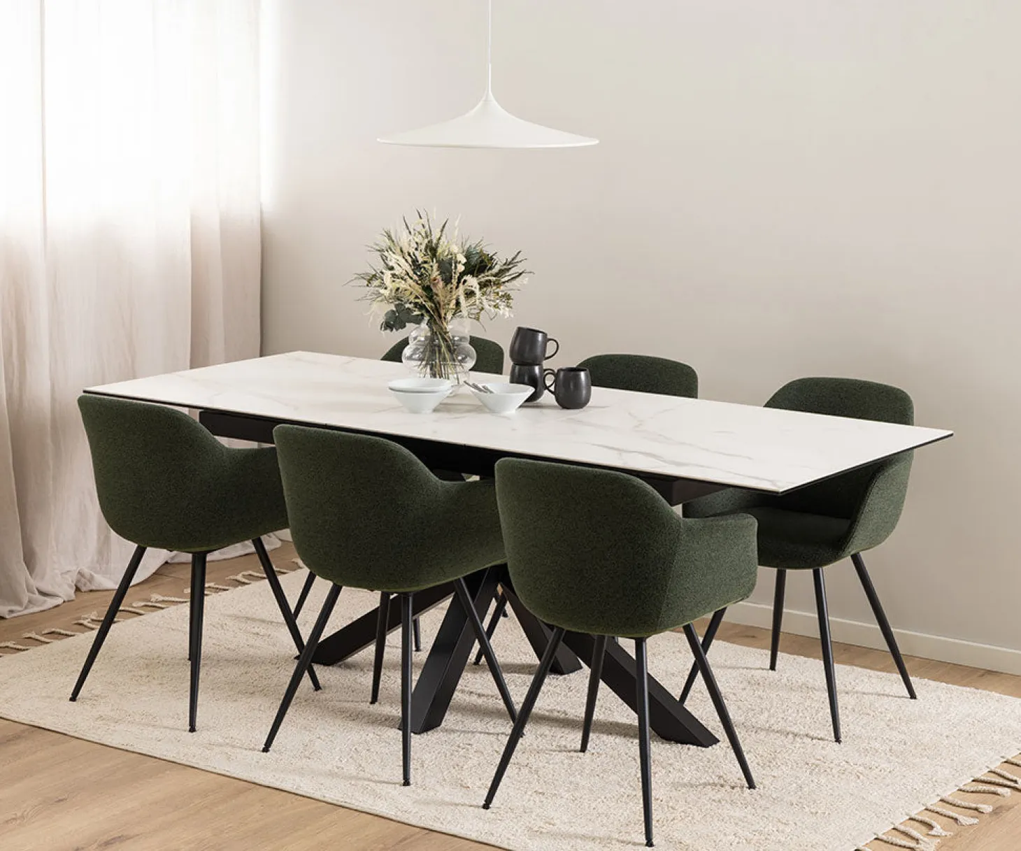 Verdun Matbord 90x160-210 cm Vit Keramik