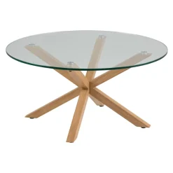 Verdun Soffbord Rund 82 cm Glas/Ek