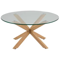 Verdun Soffbord Rund 82 cm Glas/Ek