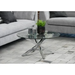 Verdun Soffbord Rund 82 cm Glas/Krom