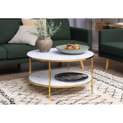 Versailles Soffbord med hylla Rund 80 cm