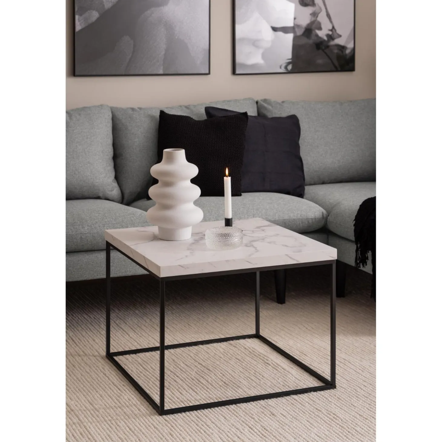 Vesterbro Soffbord 60x60 cm Vit Carrara