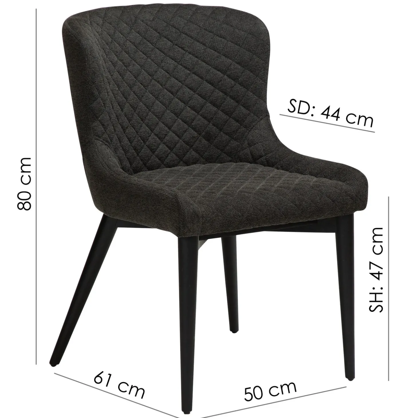 Vetro Stol Midnight Blue Velvet, Black Oak