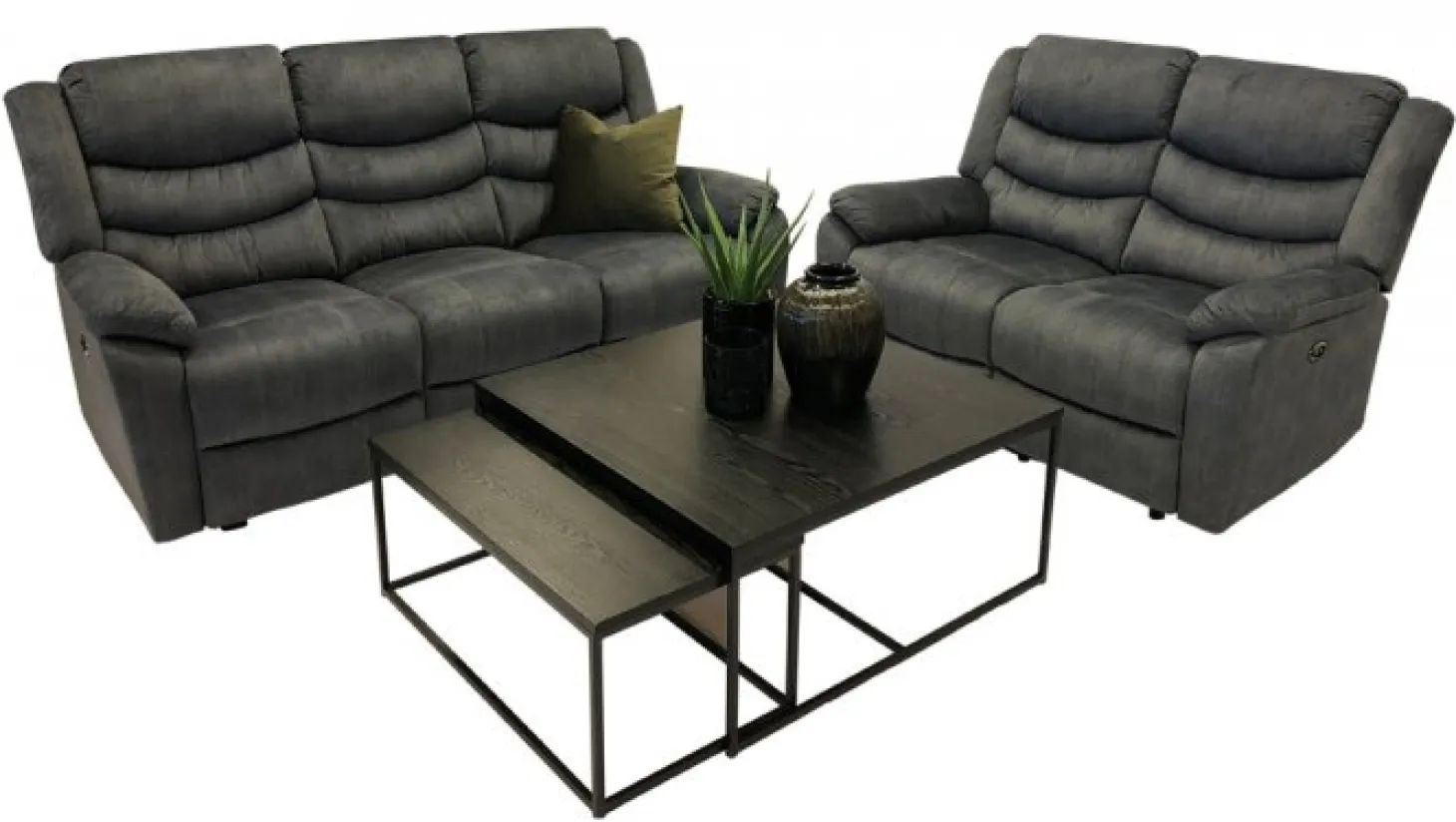 Winfield 3-Sits Reclinersoffa Grått Tyg
