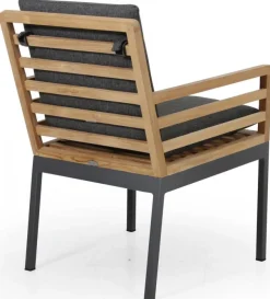 Zalongo Matgrupp Teak/Grå Alu ink 6st Karmstolar
