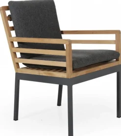 Zalongo Matgrupp Teak/Grå Alu ink 6st Karmstolar