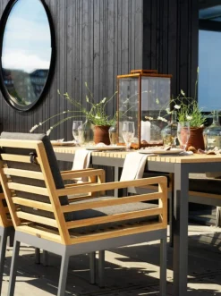 Zalongo Matgrupp Teak/Grå Alu ink 6st Karmstolar